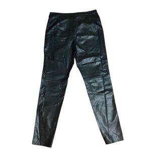 Zara Womens Black Faux Leather Pants High Waisted Tapered Ankle Zip Size Large